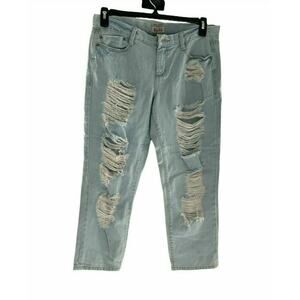Mudd Jeans Junior Size 11 Blue Cotton Distressed Straight Leg Light Wash Denim